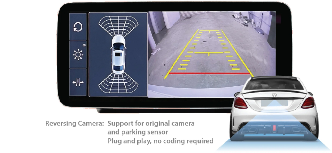 Works with original reverse camera and sensors