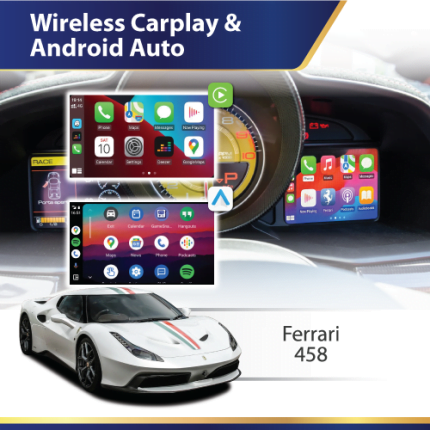 Ferrari 458 wireless CarPlay and Android Auto retrofit module display interface