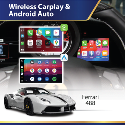 Ferrari 488 wireless CarPlay and Android Auto retrofit module display interface