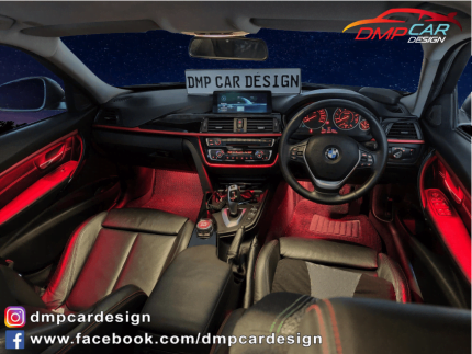 BMW F30 interior with RGB ambient light kit installed