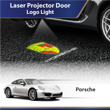 Porsche Laser Projector Door Logo Light projecting four-ring logo on the ground