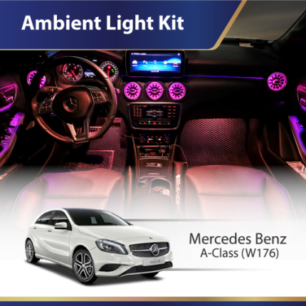 64-color ambient light kit with air vent lights for Mercedes A-Class W176 interior