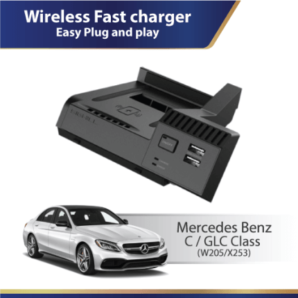 Mercedes W205 C-Class / GLC wireless fast charger with 15W charging and PD fast-charge port