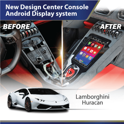 Lamborghini Huracán Android screen EVO upgrade before and after display by DMP